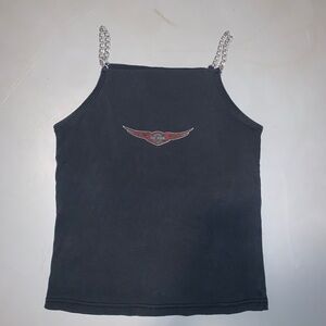 Harley Davidson tank top with silver chain straps